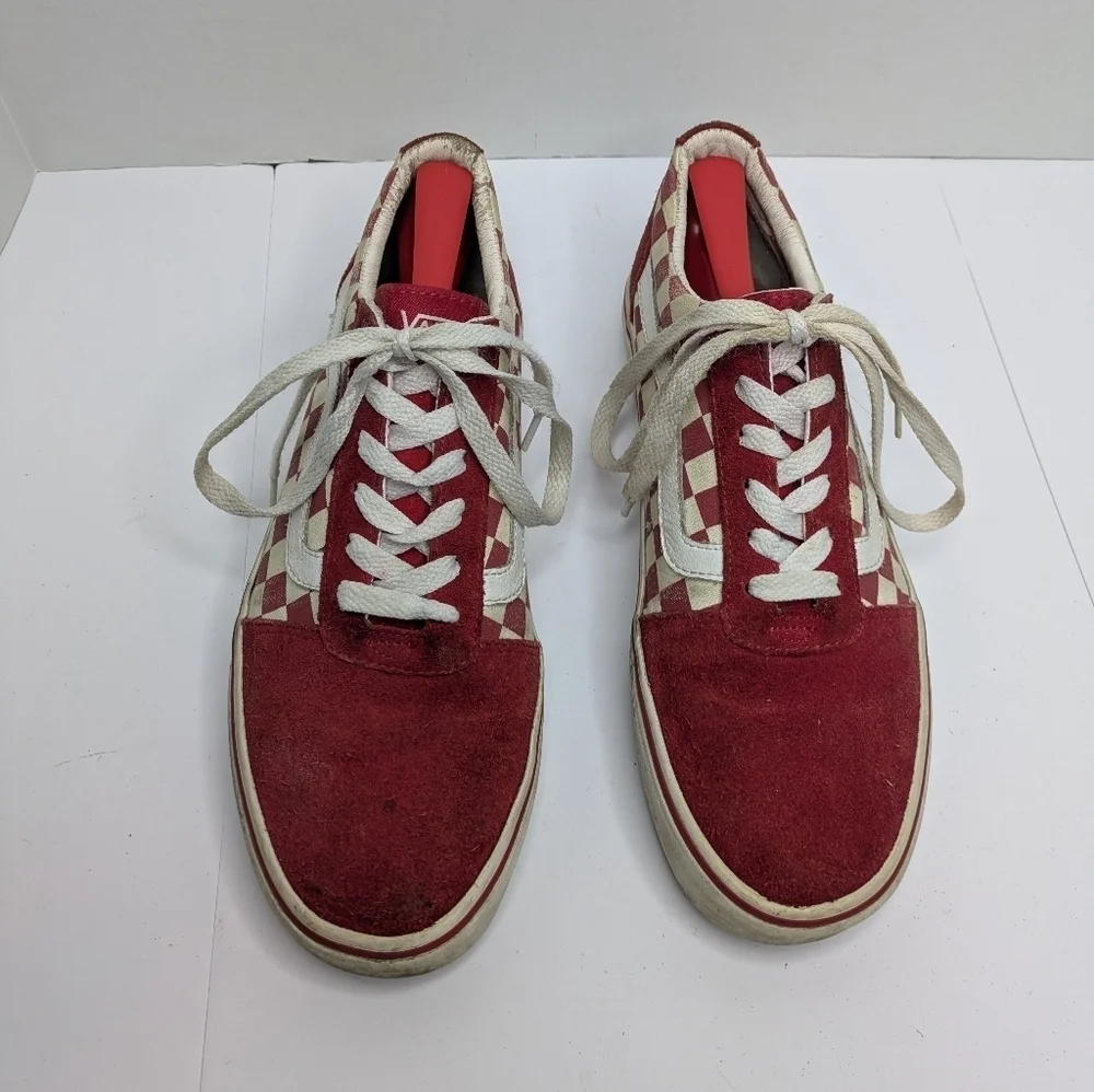 Vans Red Checker Sneaker Shoe 8 Women - Picture 2 of 8